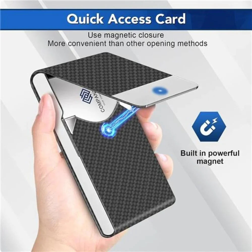 RFID Business Card Holder Metal PU Leather Slim Case for Men Women Pocket